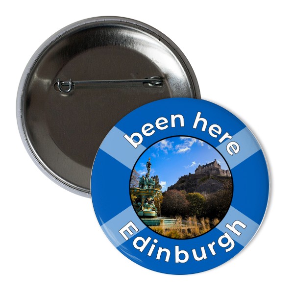 Button s potiskem Been here: Edinburgh