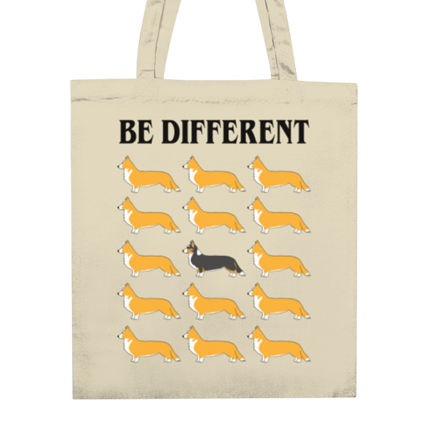 Taška z bio bavlny s potlačou Corgi tricolóra - Be different 