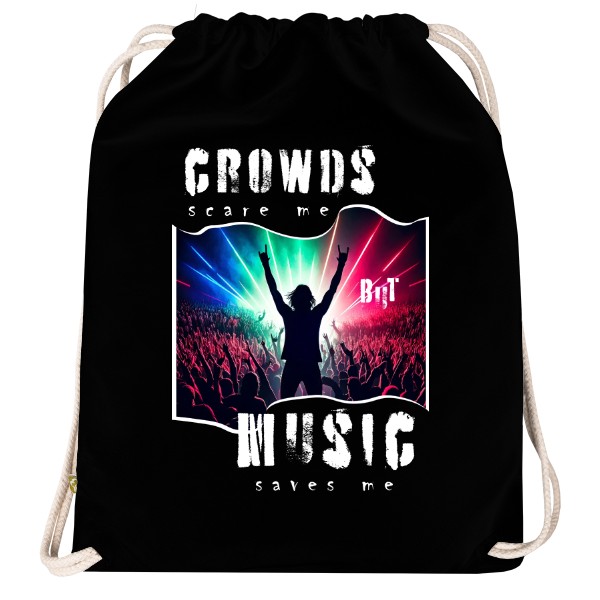 Organic gymsack  s potiskem Crowds scare me - bag