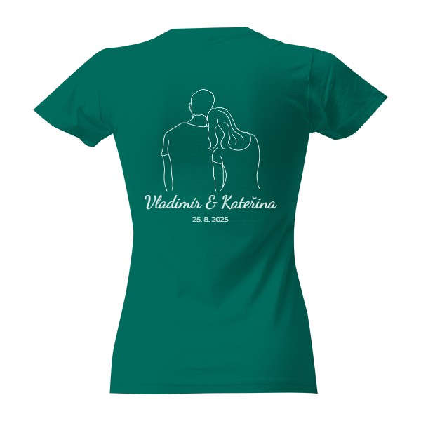 Tričko s potiskem Design pro páry – upravitelná jména a datum - bílá