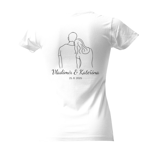 Tričko s potiskem Design pro páry - upravitelná jména a datum