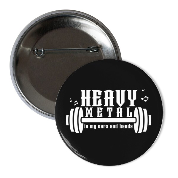 Odznáček  s potiskem Heavy metal - fitness - bílá-4