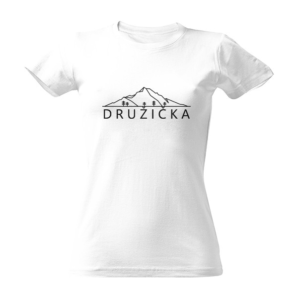 Tričko s potiskem Horský motiv - družička - černá