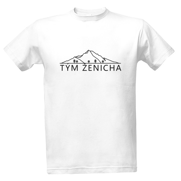 Tričko s potiskem Horský motiv - tým ženicha - černá