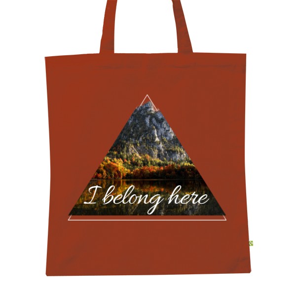BIO plátěná taška s potiskem I belong here - hory