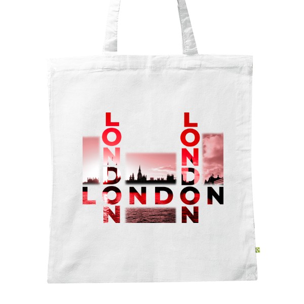 BIO Shopping Bag s potiskem London photo - red text
