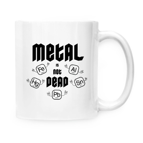 Hrnek malý bílý s potiskem Metal is not dead - černá - 2