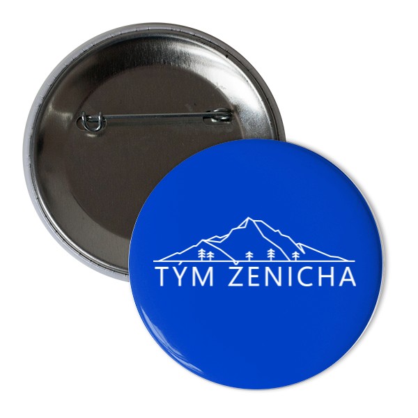 Odznáček  s potiskem Motiv hory - tým ženicha - bílá