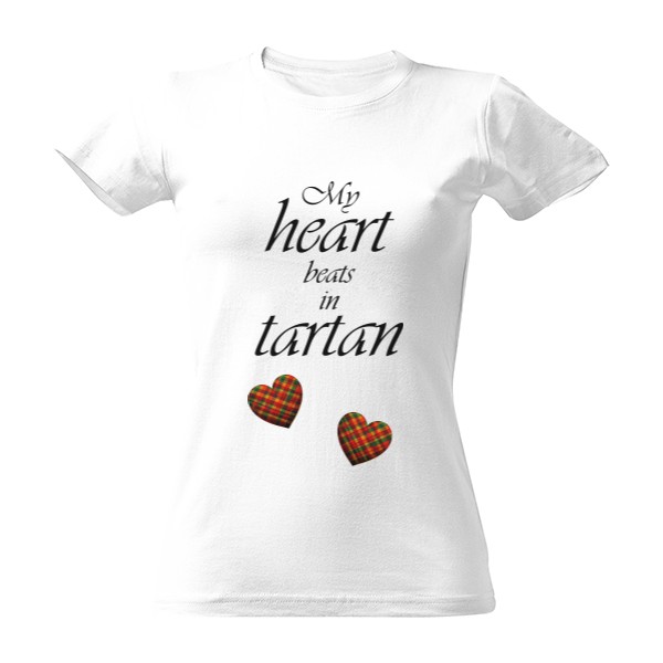Tričko s potiskem My heart beats in tartan - černá