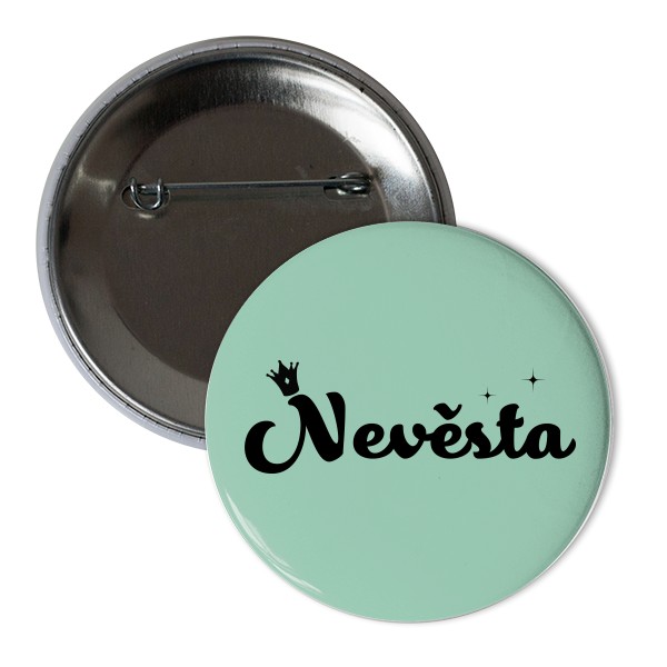 Odznáček  s potiskem Nevěsta - černá