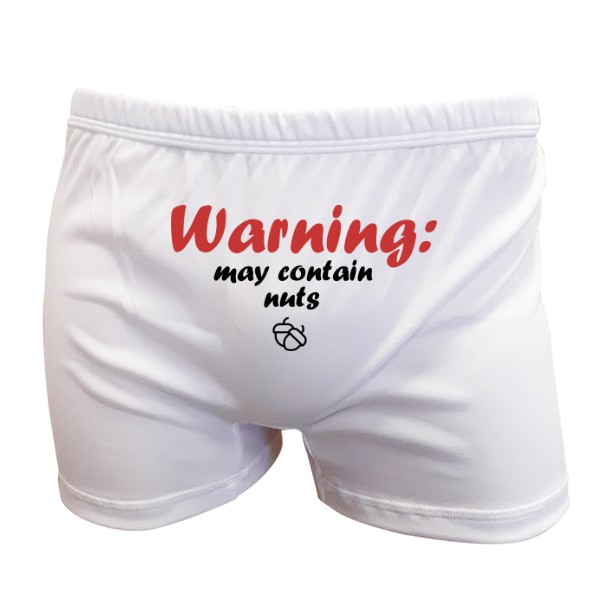 Trenírky s potlačou Warning - May contain nuts